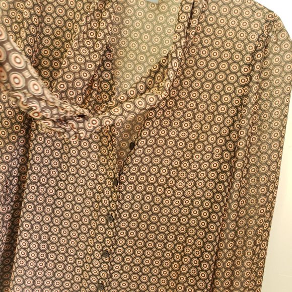 Ann Taylor Women's Copper Semi Sheer Button Down Tie Neck 0P Shirt Top Blouse - Picture 3 of 12